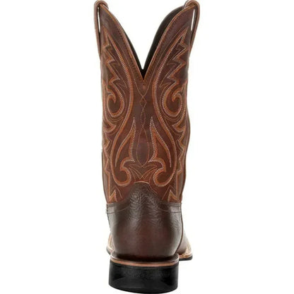 Men’s brown leather cowboy boots with western embroidered shaft and classic block heel – Urban Spur